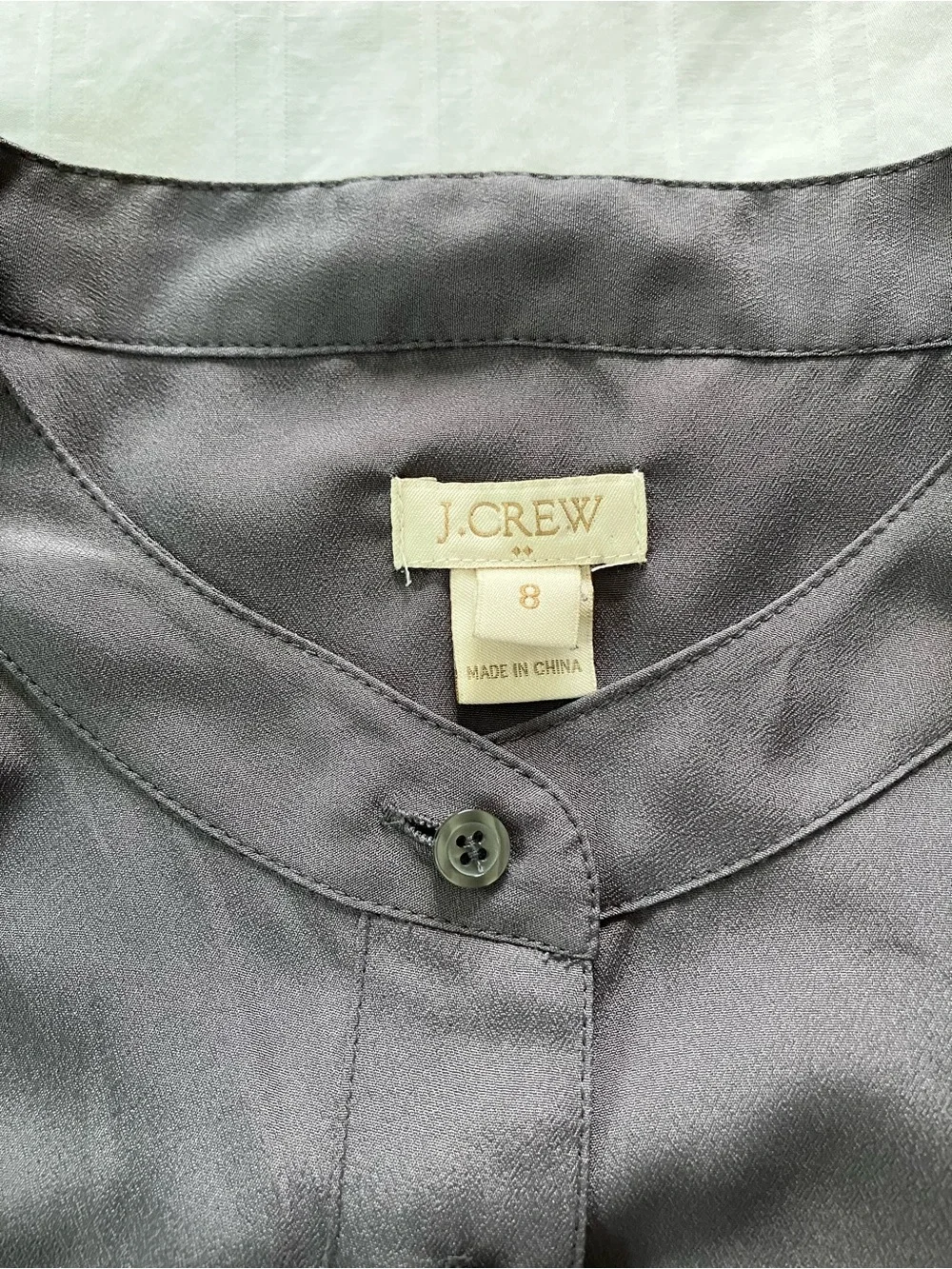 J. Crew Sleeveless Button-Front Blouse Gray Mandarin Collar